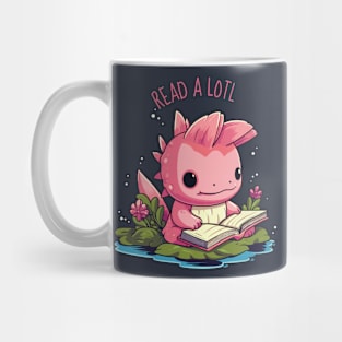 Read ALotl Axolotl Cute Pink Salamander Fish Reading Mug